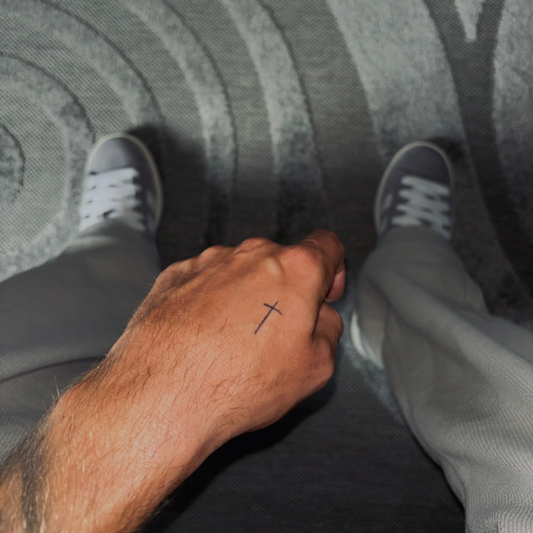 Temporary tattoo cross