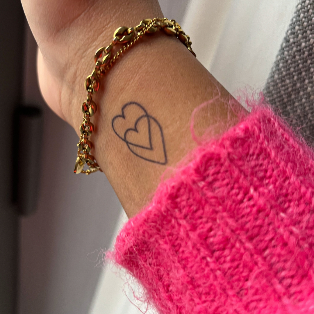 Temporary tattoo double heart