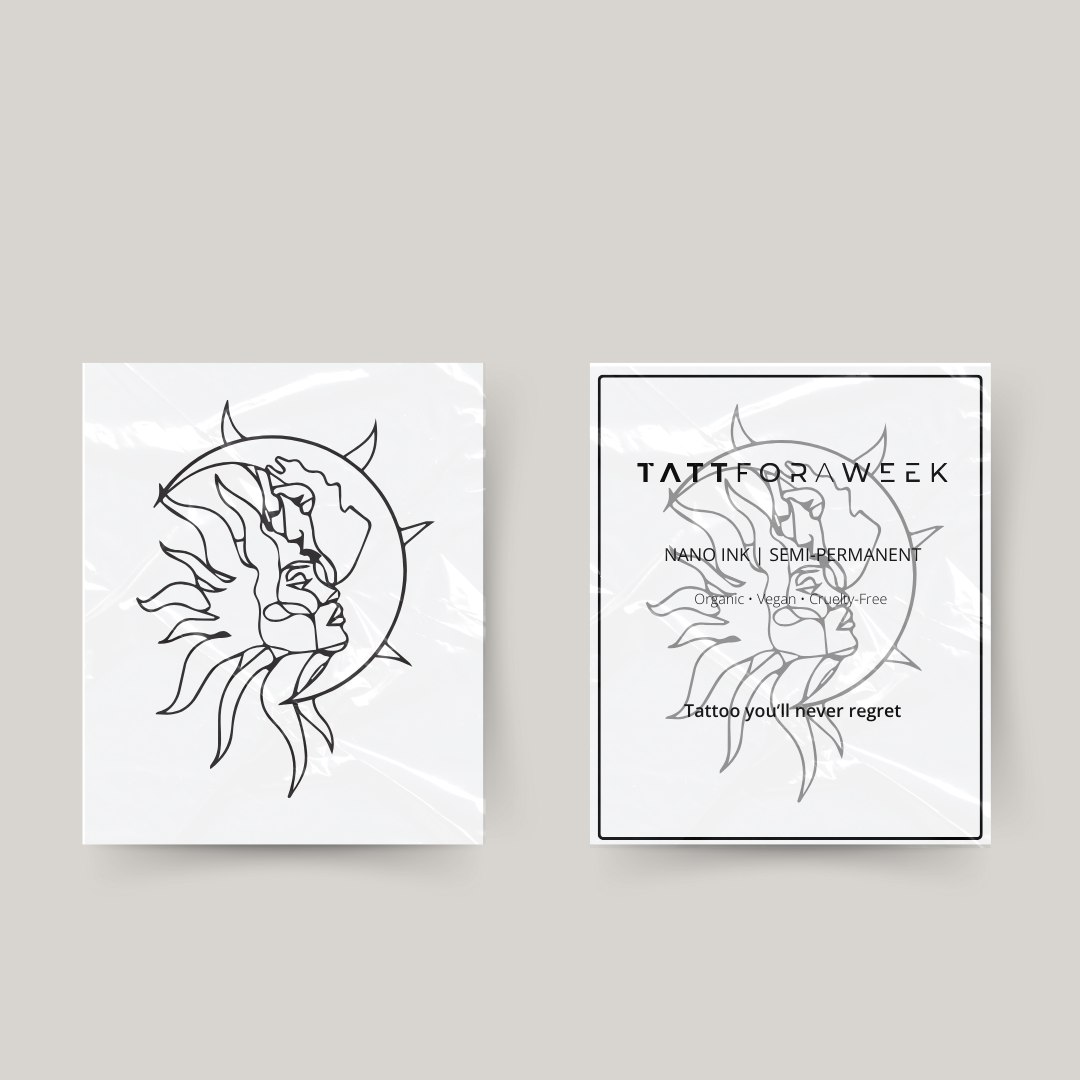 Temporary tattoo man, sun and moon