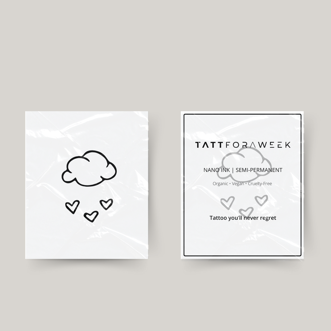 Temporary tattoo cloud with hearts