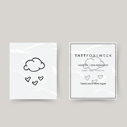 Temporary tattoo cloud with hearts