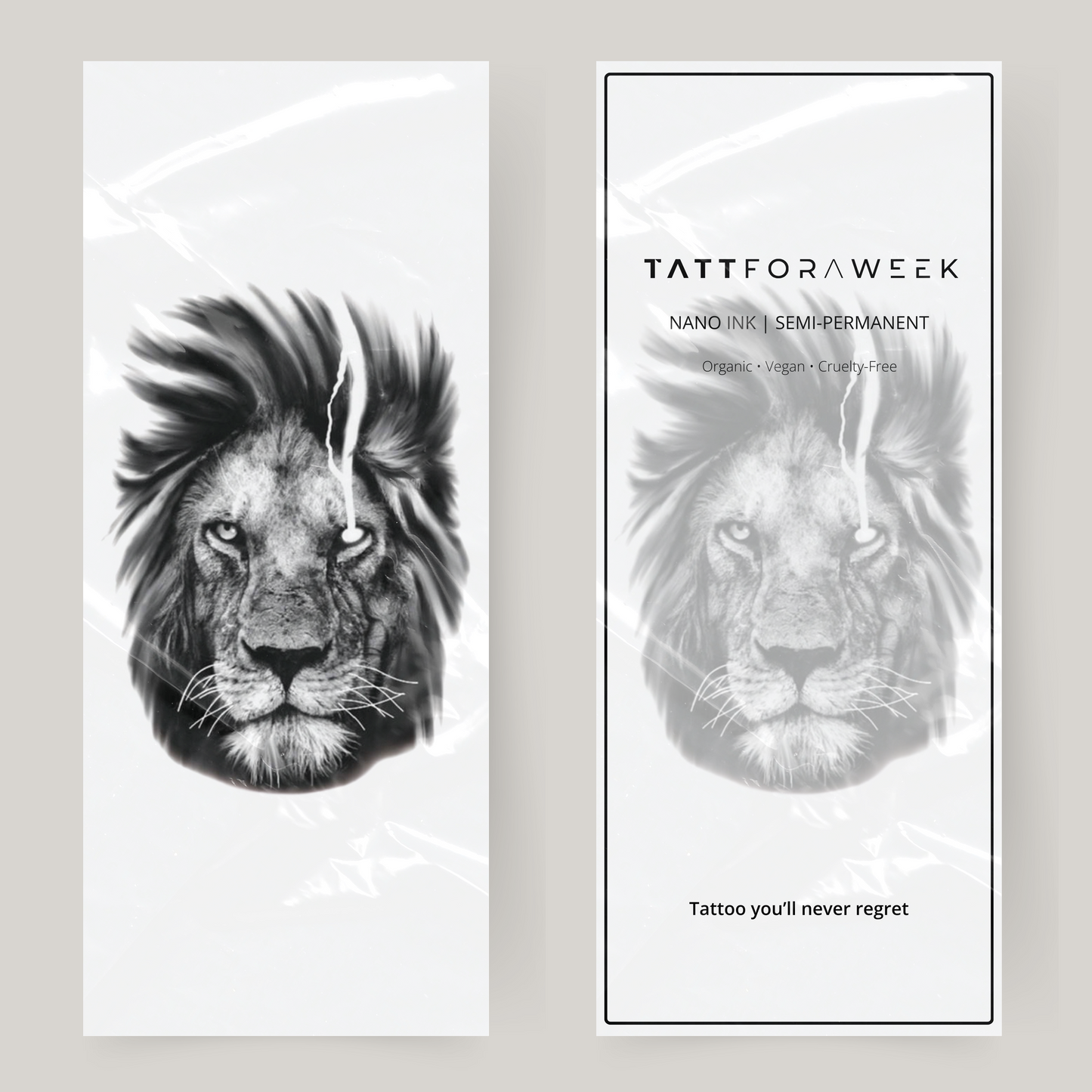 Large fake tattoo angry lion