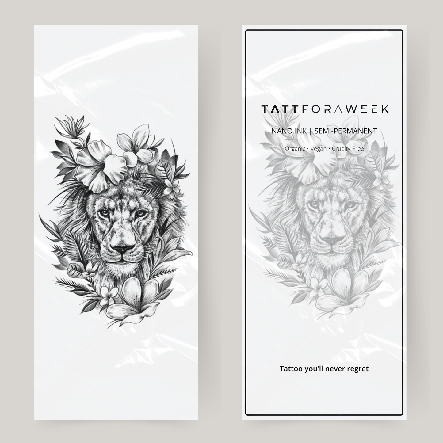 Large fake tattoo tiger with flowers