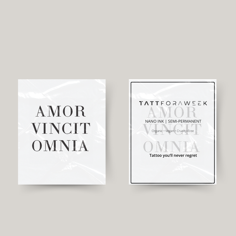 Temporary tattoo amor vincit omnia