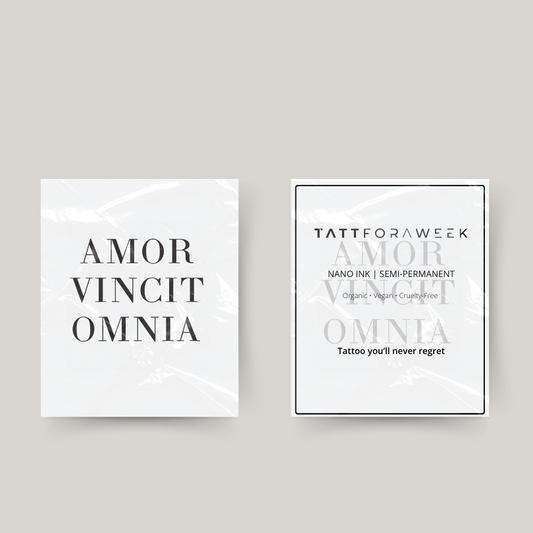 Temporary tattoo amor vincit omnia