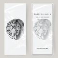 Large fake tattoo clock & lion