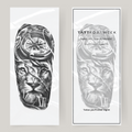 Fake tattoo sleeve lion and clock